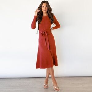 Elegant Rust Knit Dress